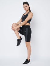 Waylene Black and Grey Gym Shorts for Women, high-performance design for running and yoga.