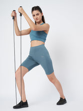 Waylene Airforce Blue Sports Shorts for Women with high waist and sleek fit, perfect for training.
