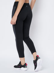 Back View of Waylene Black and Grey High-Waisted Sports Tights
