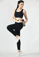 Waylene Navy Blue Tracksuit with High-Waisted Leggings, Active Pose