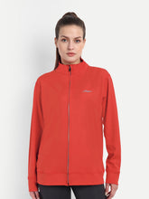 Waylene Red 4-Way Stretch Training Jacket front view with full zip and high collar