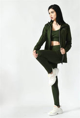 Waylene Olive Green Track Suit with Casual Fit and White Sneakers