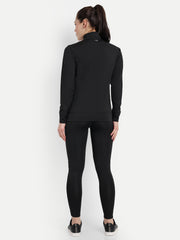 Waylene Women's Black Tracksuit with Back View Showing High Collar and Streamlined Fit