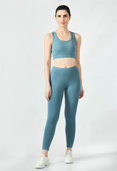 Waylene Airforce Blue Track Suit with Sports Bra and Leggings, full body view