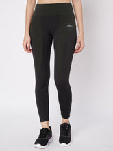 Waylene black and olive high-waisted leggings front view