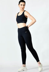 Waylene Black Yoga Leggings with High Waist and Matching Top