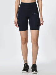 Waylene Navy Blue Shorts showcasing front view and high waistband design