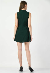 Back view of Waylene Dark Green Sleeveless A-Line Dress