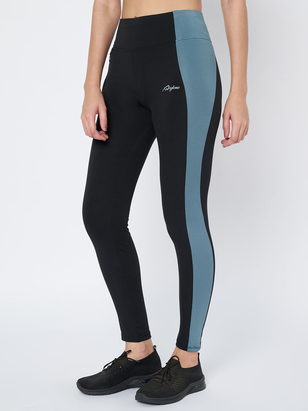 Waylene Black High-Waist Sports Leggings with Signature Logo