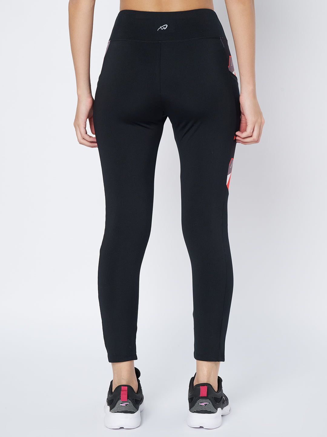 Waylene Black Sports Leggings with High Waist and Back View