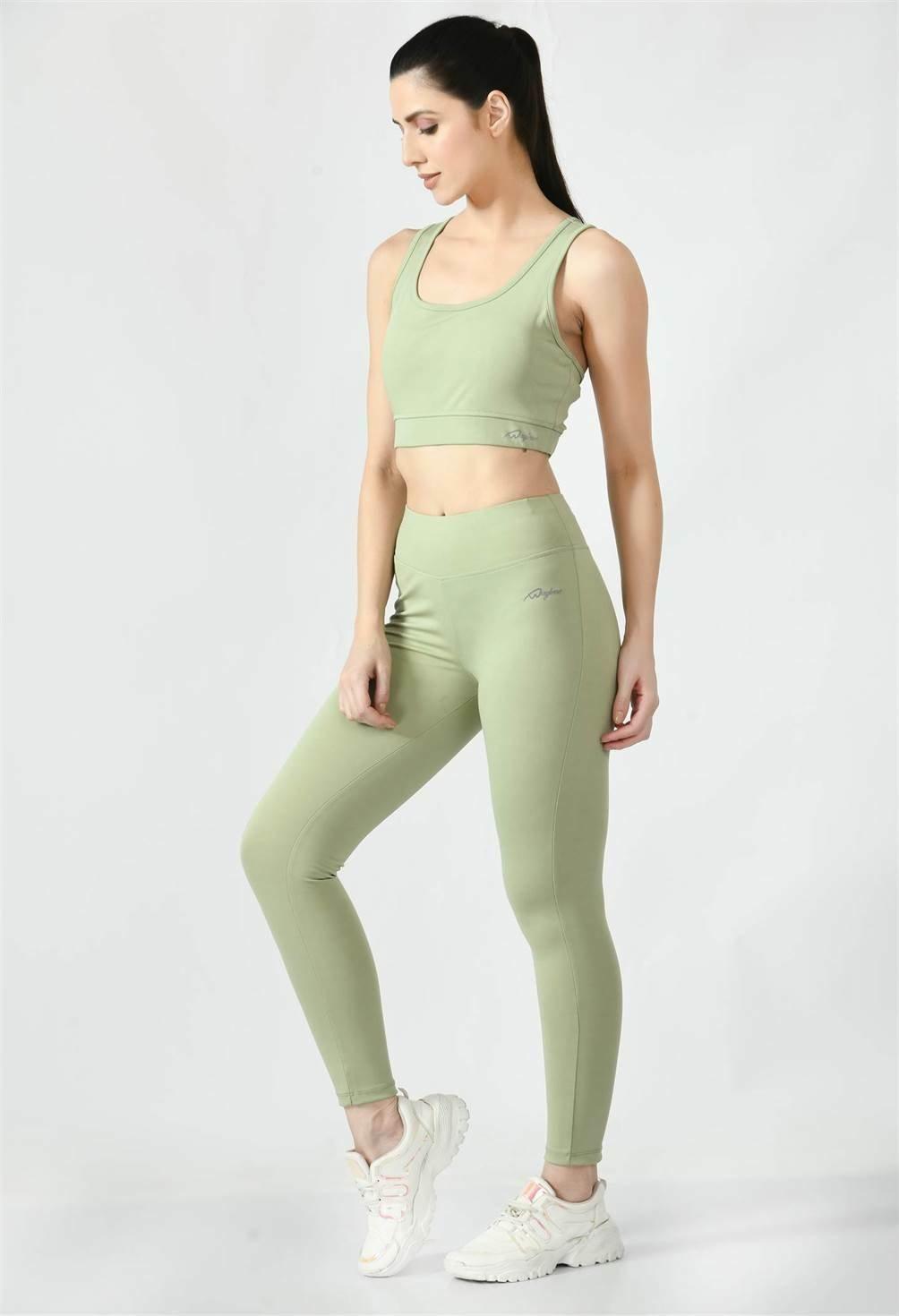 Waylene Pista Green High-Waisted Workout Leggings full outfit