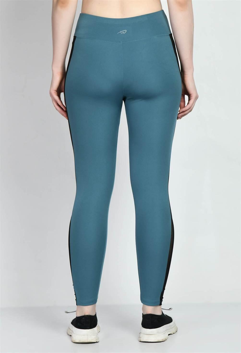 Waylene Air Force Blue Tights, back view highlighting seamless design