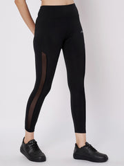 Waylene Black Sports Leggings with Mesh Panels, Model Pose
