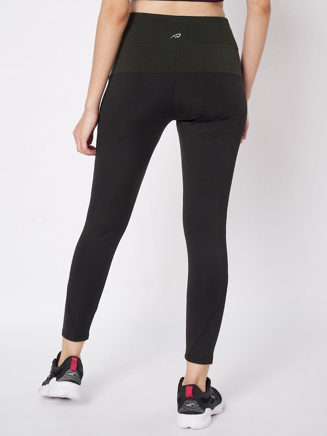 Waylene black and olive leggings back view showcasing fit