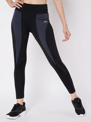 Waylene Black and Gray Colorblock Leggings with Mesh Panels