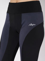 Waylene Close-Up of Black and Gray Leggings with Logo Detail