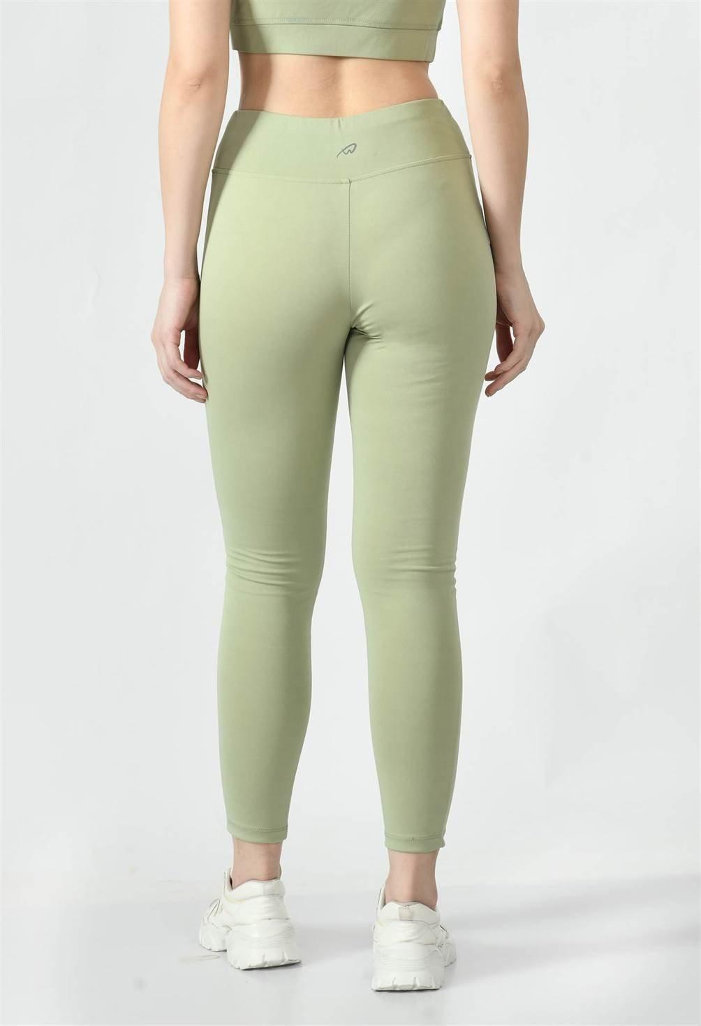 Waylene Pista Green High-Waisted Workout Leggings back view